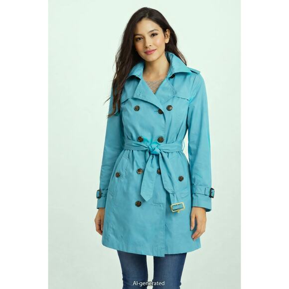 Michael Kors Jackets & Blazers - Women's Michael Kors Trench Coat Raincoat Turquoise Medium